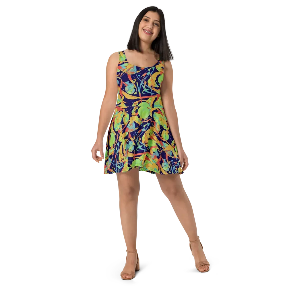Solar Fronds on Skater Dress — Front