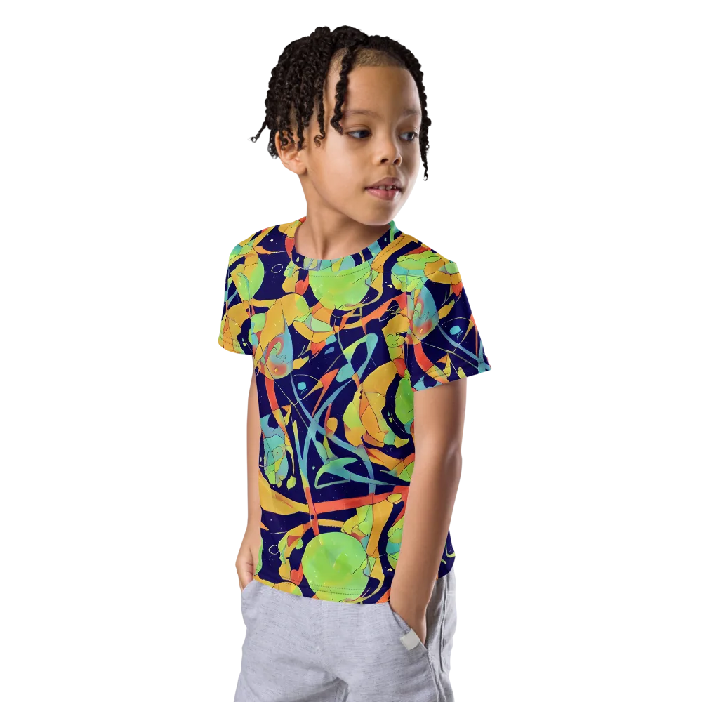 Solar Fronds on Kids Crew Neck T-Shirt — Left Front