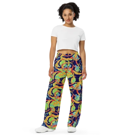 Solar Fronds on a Wide-Leg Pants