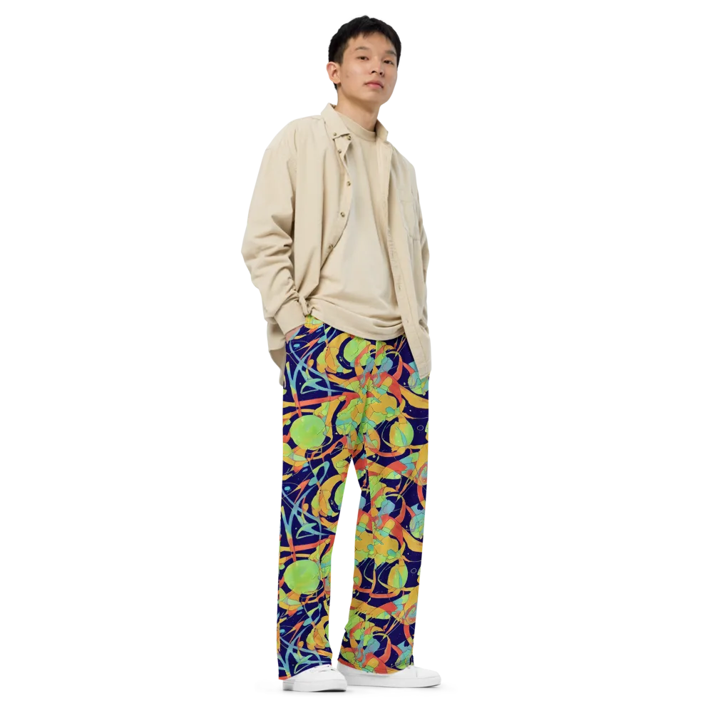 Solar Fronds on Wide-Leg Pants — Right Front