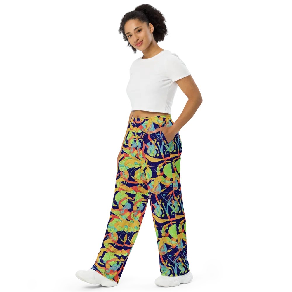 Solar Fronds on Wide-Leg Pants — Left Front