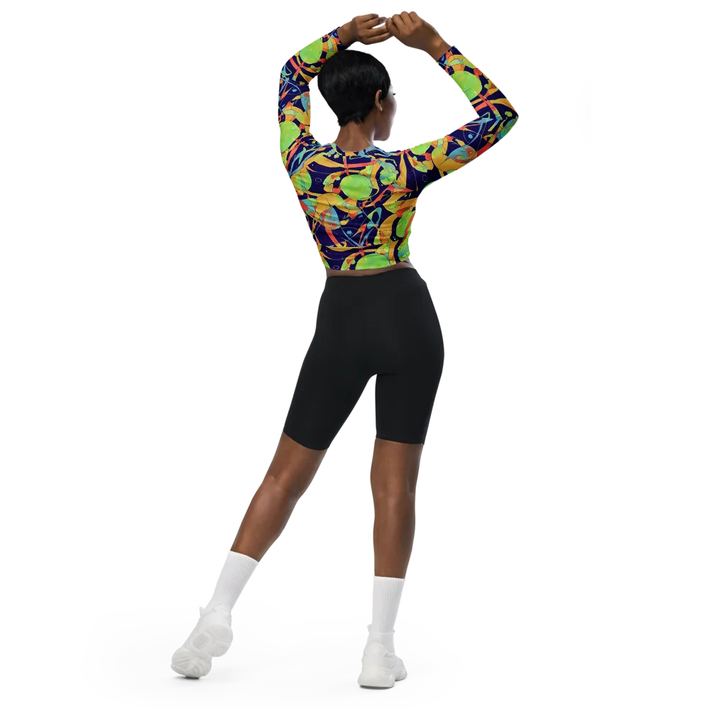 Solar Fronds on Long Sleeve Crop Top — Back