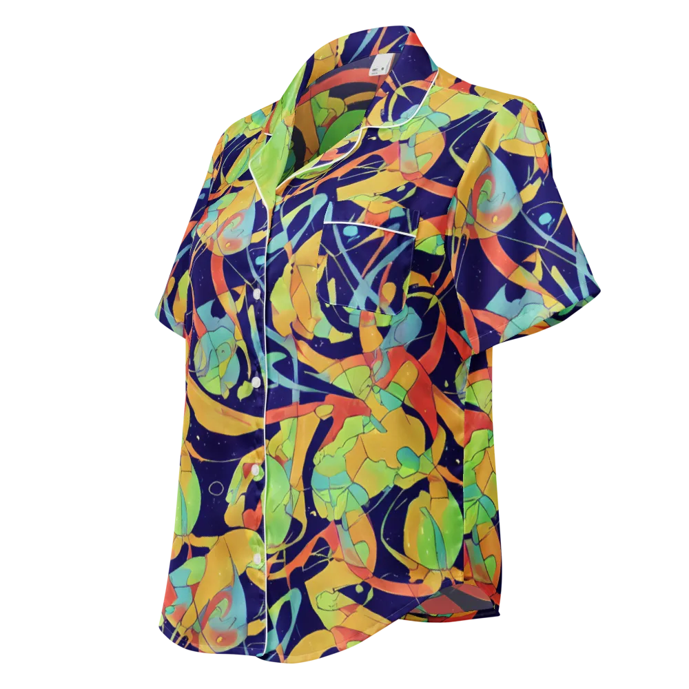 Solar Fronds on Women's Short Sleeve Pajama Top — Left Front