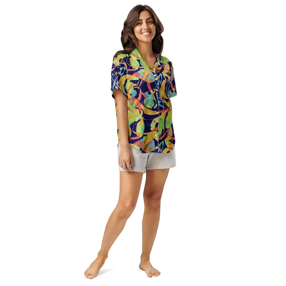 Solar Fronds on Women's Short Sleeve Pajama Top — Front