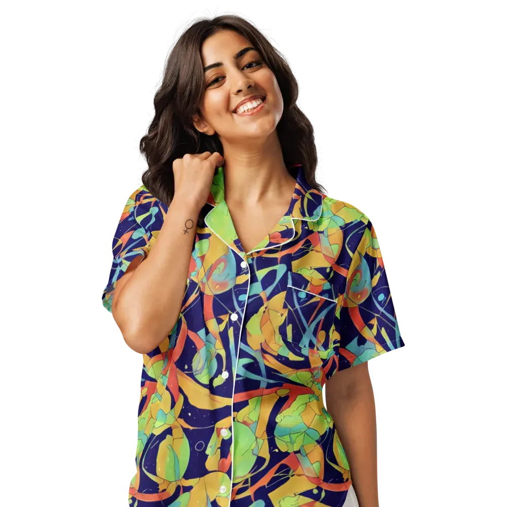 Solar Fronds on Women's Short Sleeve Pajama Top — Front