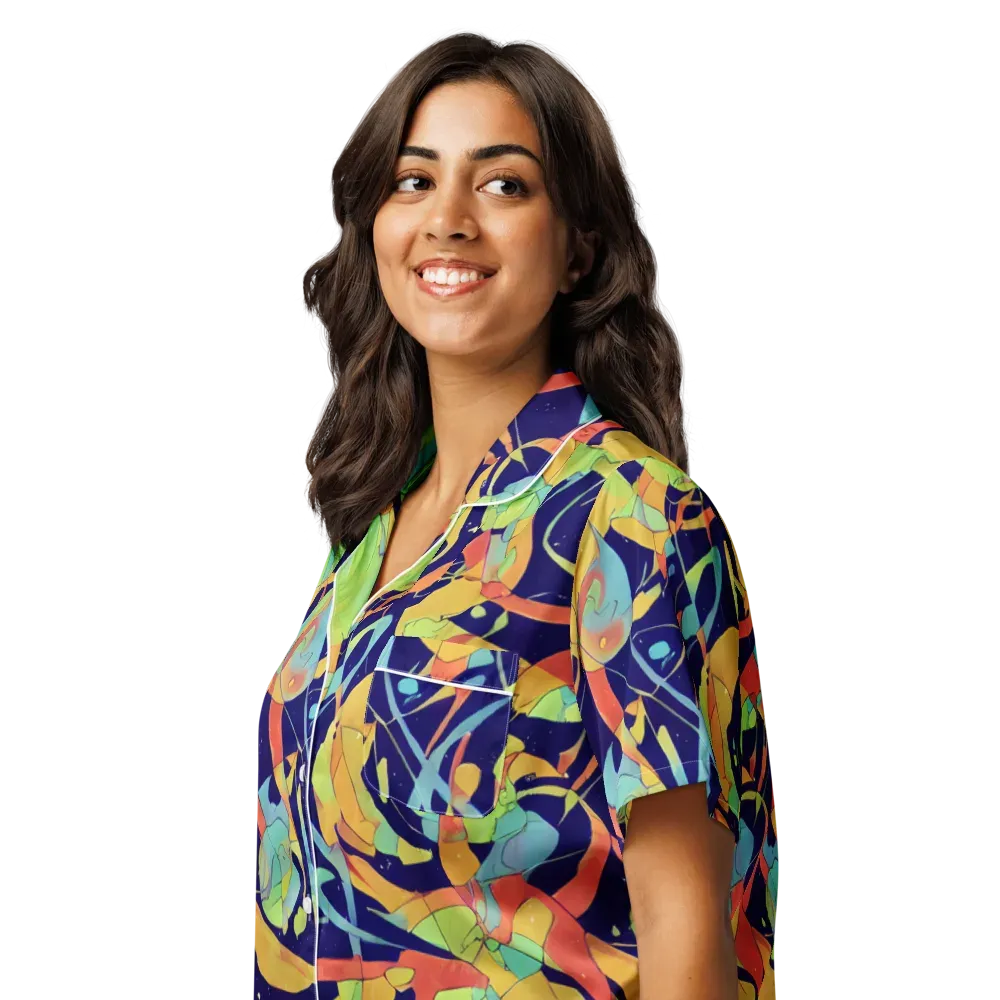 Solar Fronds on Women's Short Sleeve Pajama Top — Left Front