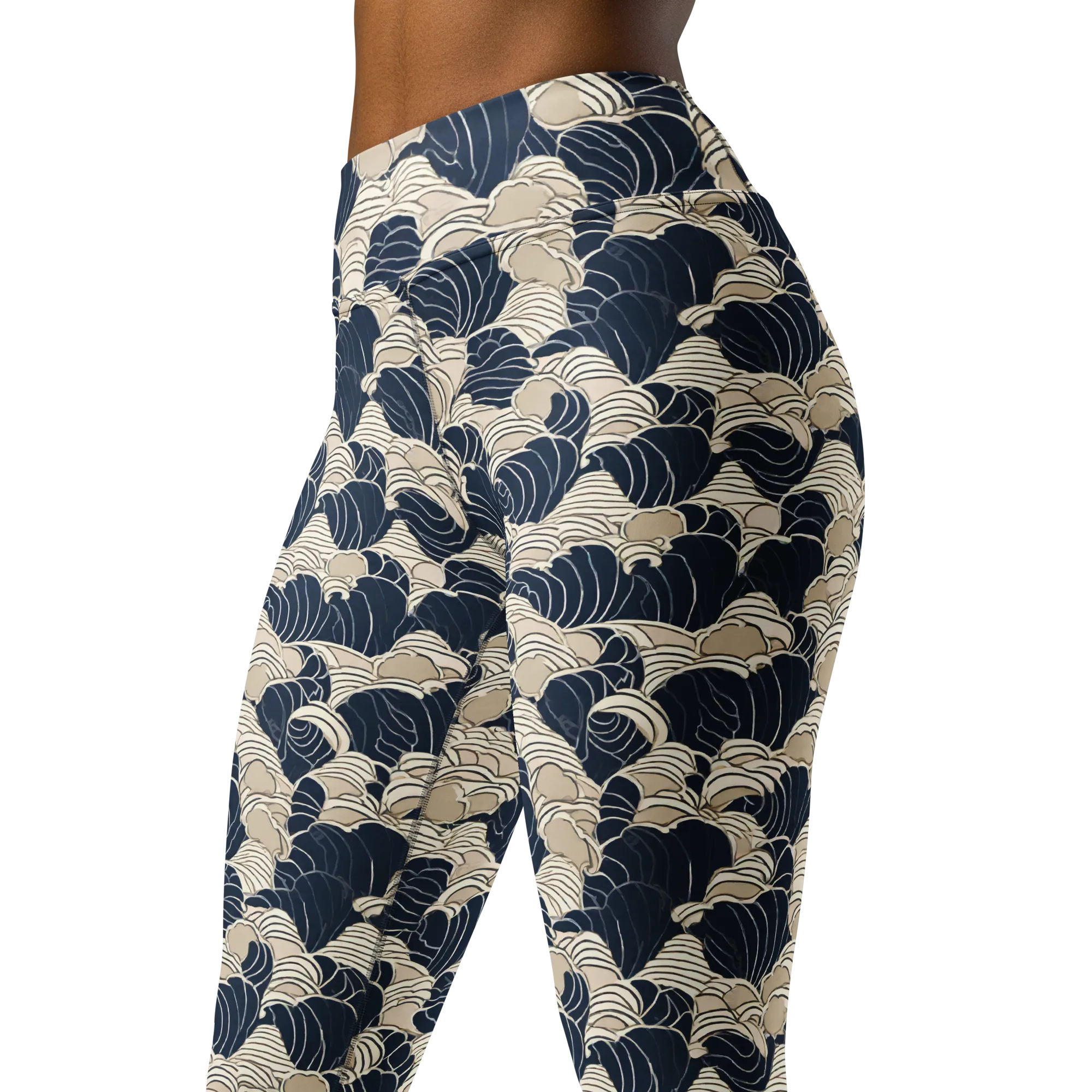 Midnight Conch on Yoga Leggings — Left Front