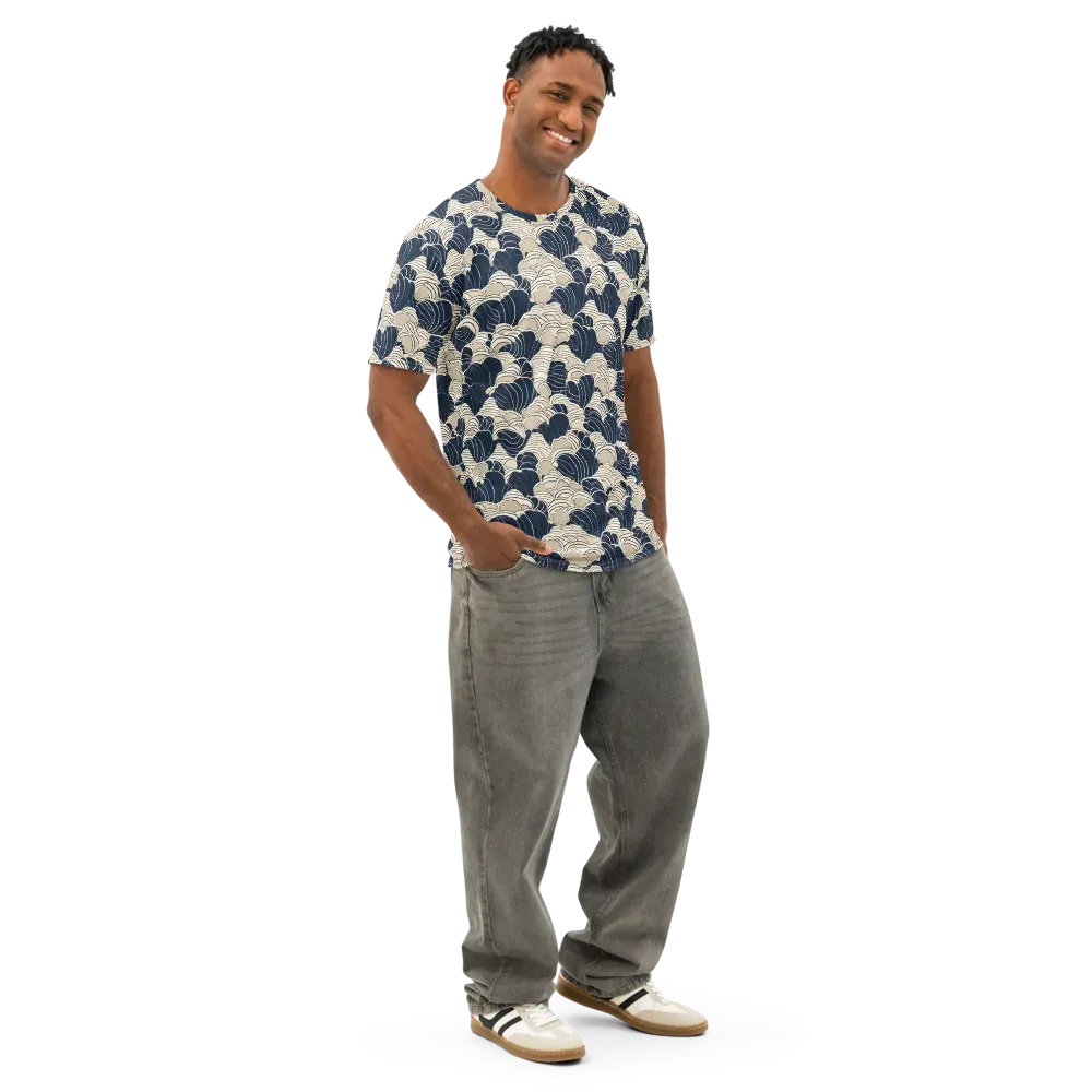 Midnight Conch on Men's Cotton Crew Neck T-Shirt — Right Front