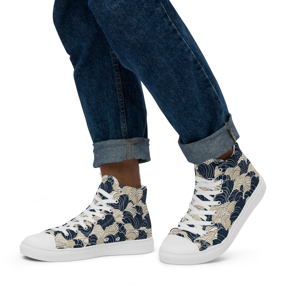 Midnight Conch on Men's High Top Canvas Shoes — Left