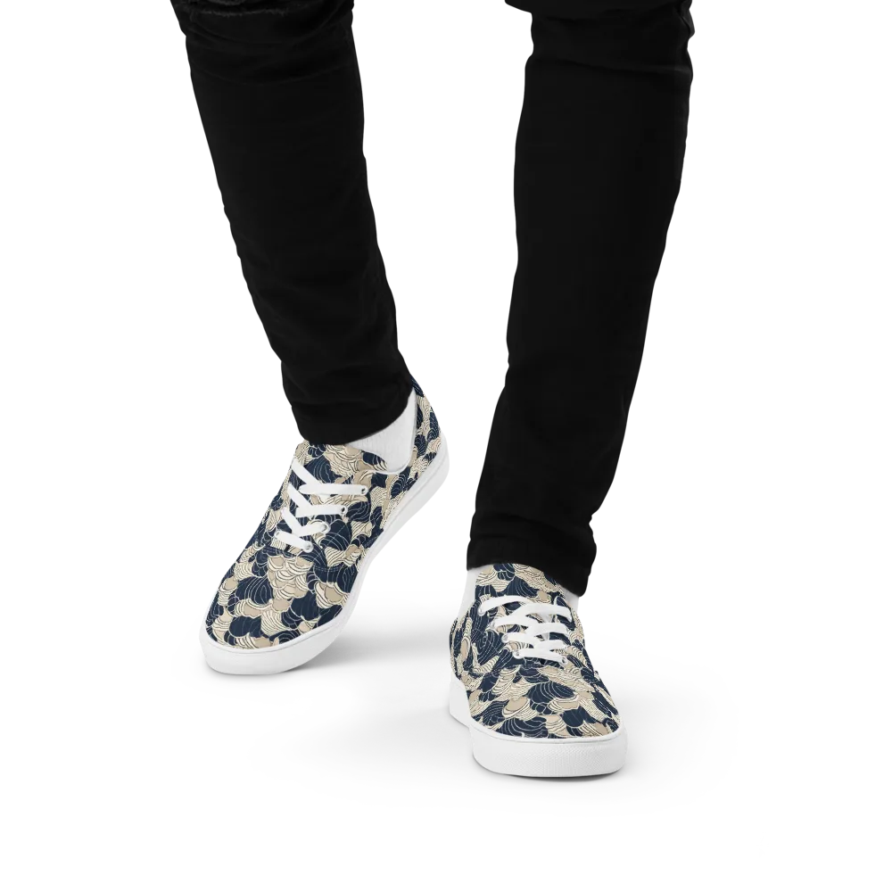 Midnight Conch on Men's Lace-Up Canvas Shoes — Front