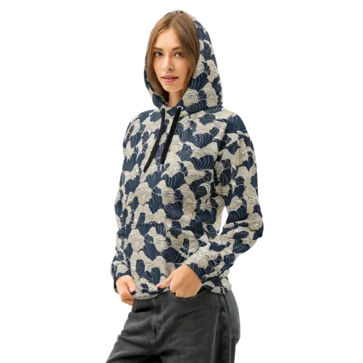 Midnight Conch on a Cotton Hoodie