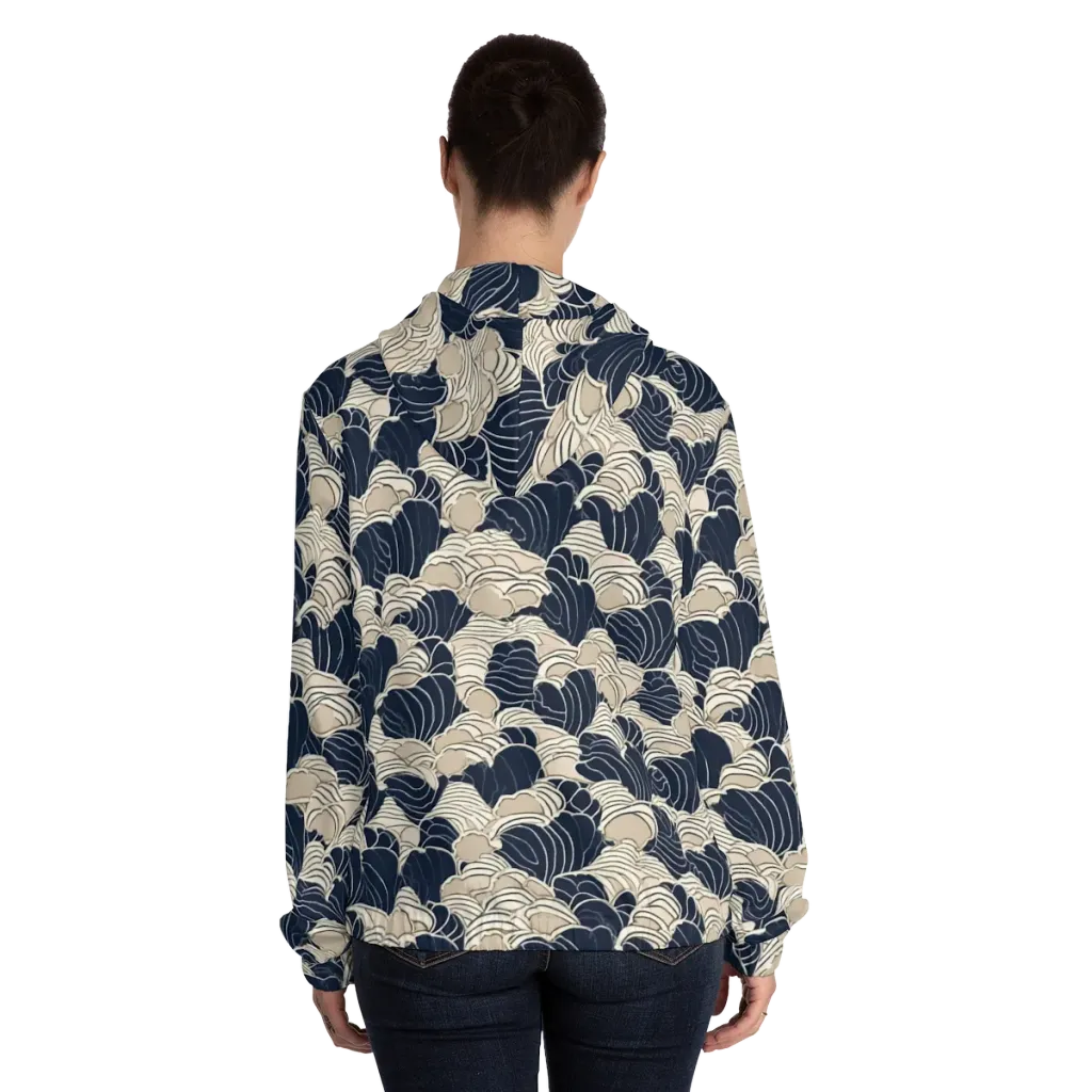 Midnight Conch on Women's Full-Zip Hoodie — Back On Person