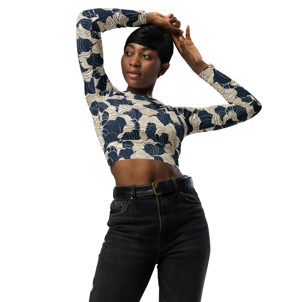 Midnight Conch on Long Sleeve Crop Top — Front