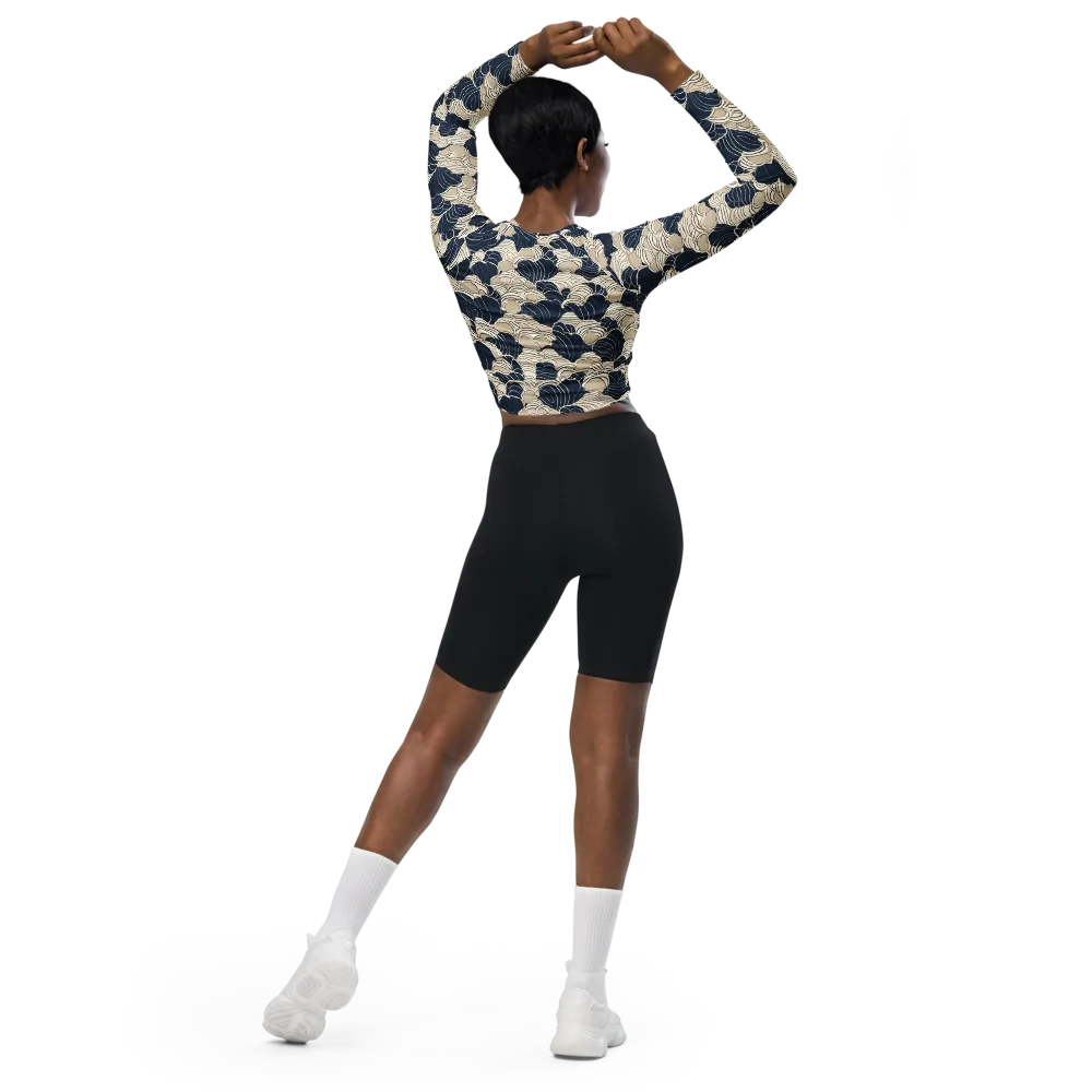 Midnight Conch on Long Sleeve Crop Top — Back