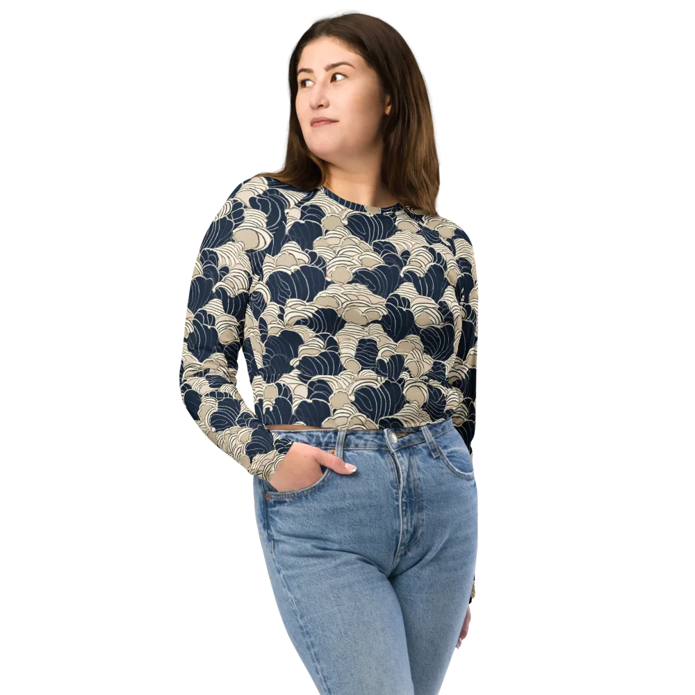 Midnight Conch on Long Sleeve Crop Top — Front