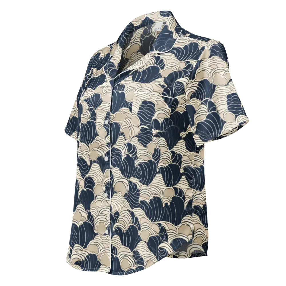 Midnight Conch on Women's Short Sleeve Pajama Top — Left Front