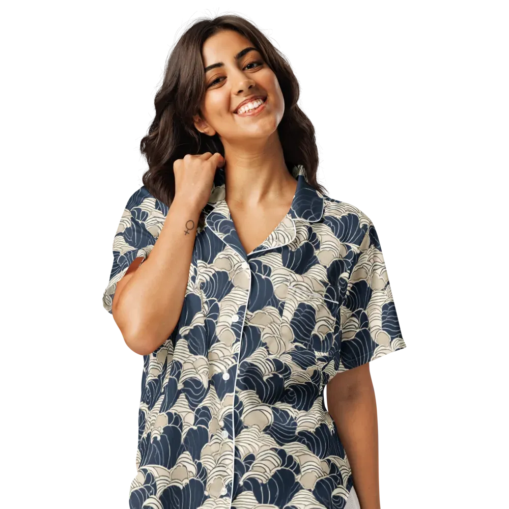 Midnight Conch on Women's Short Sleeve Pajama Top — Front