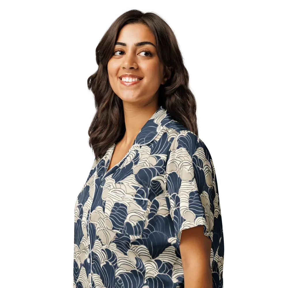 Midnight Conch on Women's Short Sleeve Pajama Top — Left Front