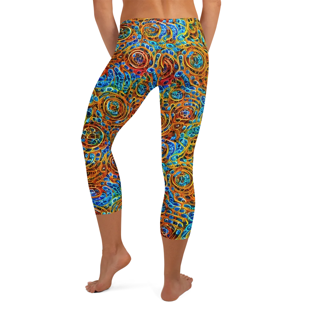 Electric Mandala on Capri Leggings — Back