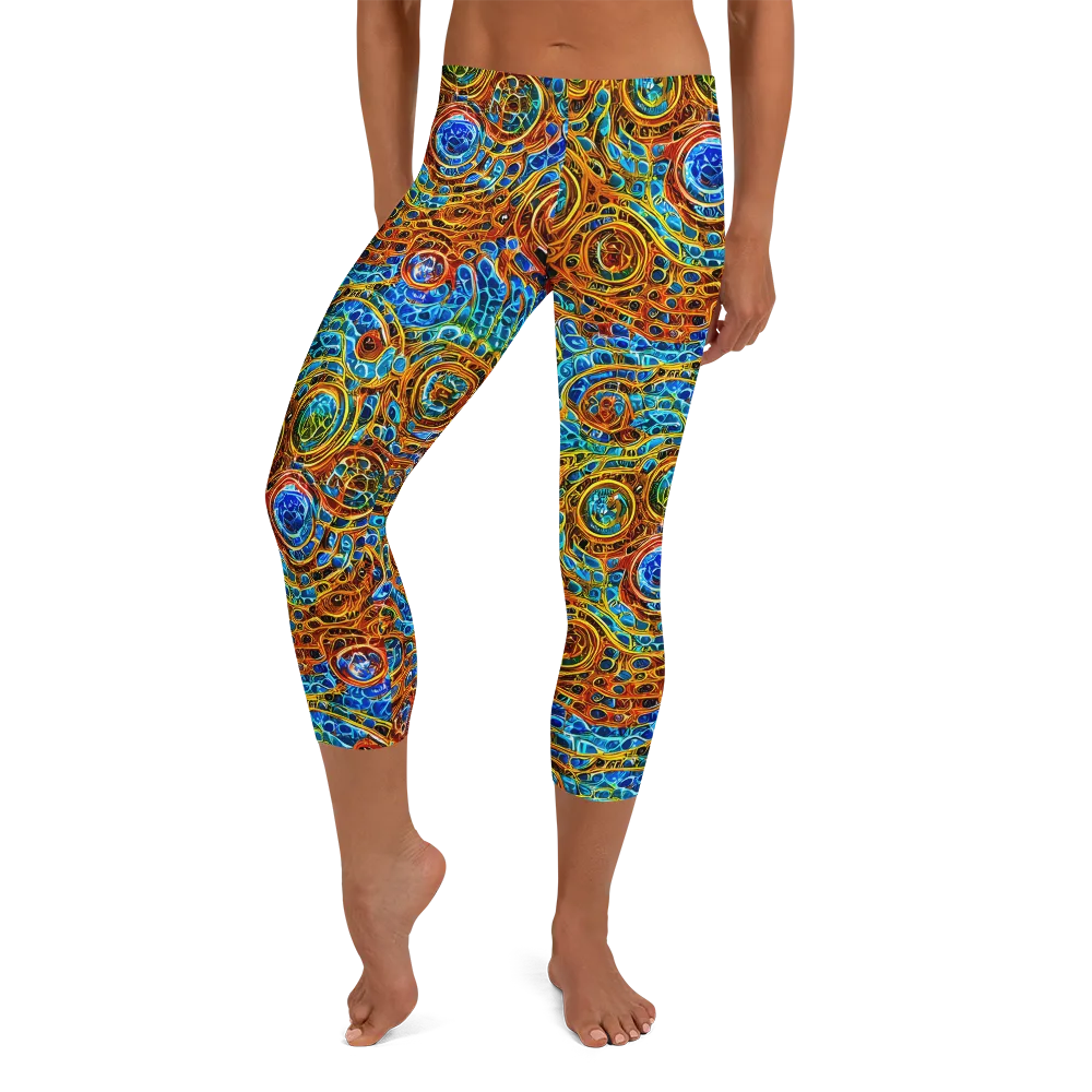 Electric Mandala on Capri Leggings — Front