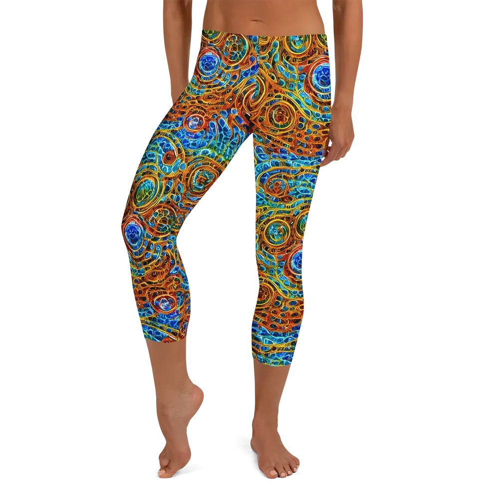 Electric Mandala on Capri Leggings — Front