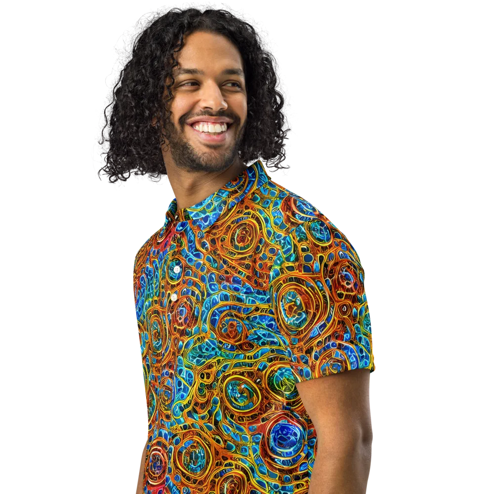 Electric Mandala on Men's Slim Fit Polo Shirt — Left Front