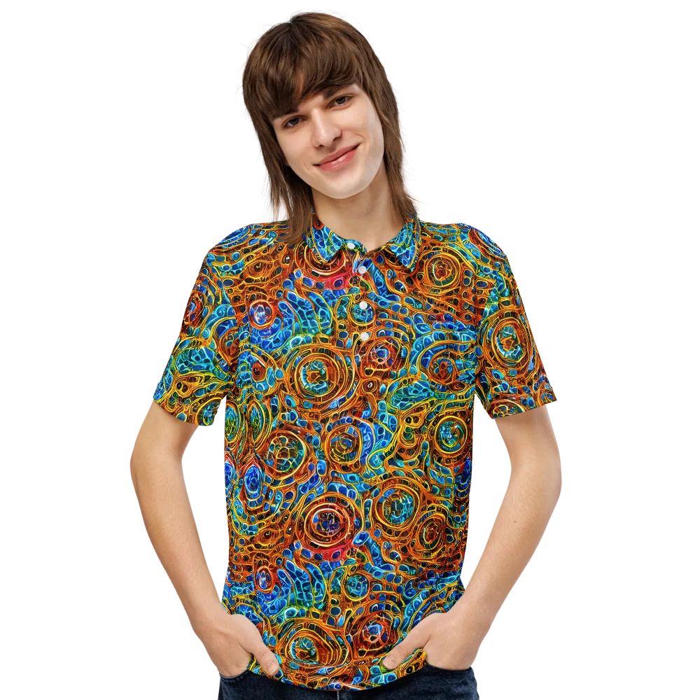 Electric Mandala on Men's Slim Fit Polo Shirt — Front