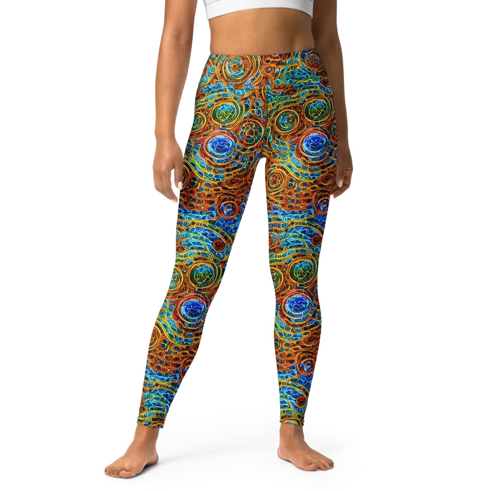 Electric Mandala on Yoga Leggings — Front