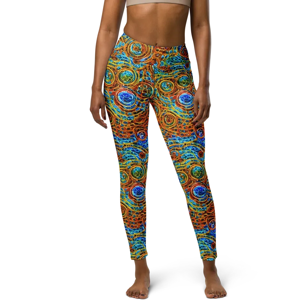 Electric Mandala on Yoga Leggings — Front