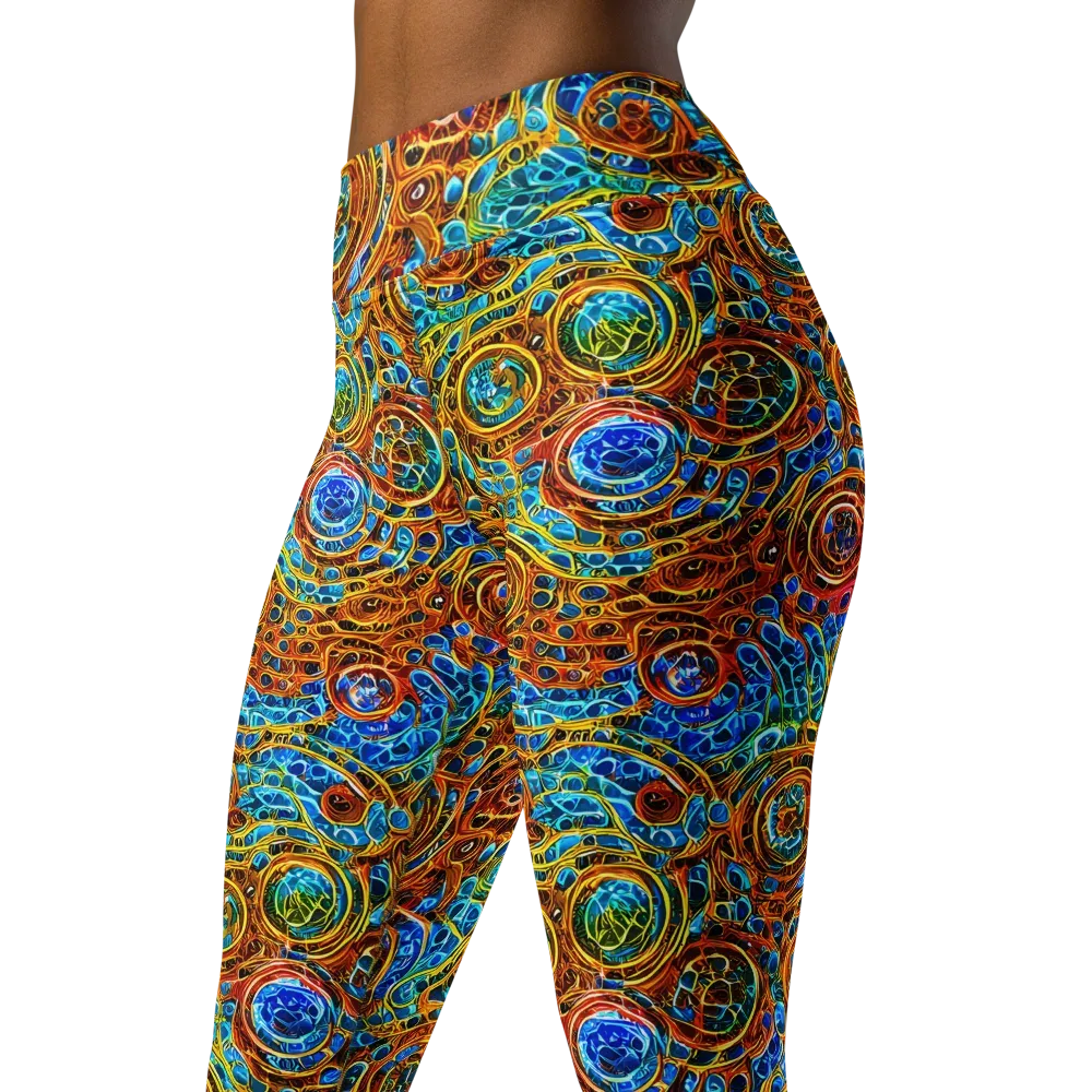 Electric Mandala on Yoga Leggings — Left Front