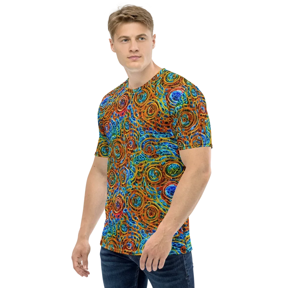 Electric Mandala on Men's Crew Neck T-Shirt — Left