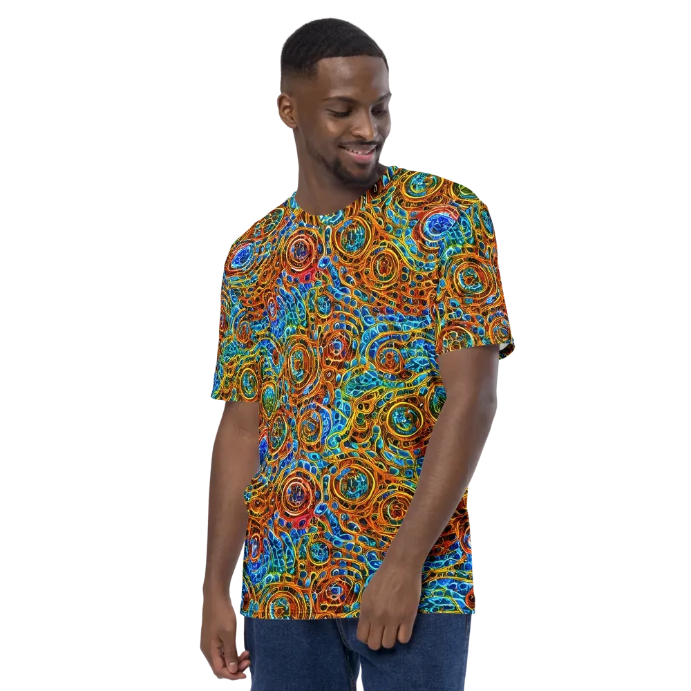 Electric Mandala on Men's Crew Neck T-Shirt — Left