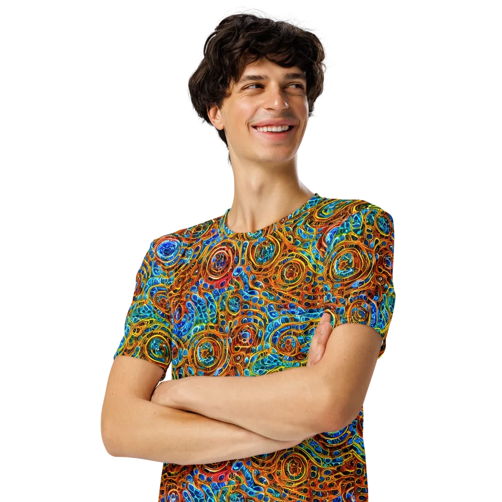 Electric Mandala on Men's Crew Neck T-Shirt — Left Front