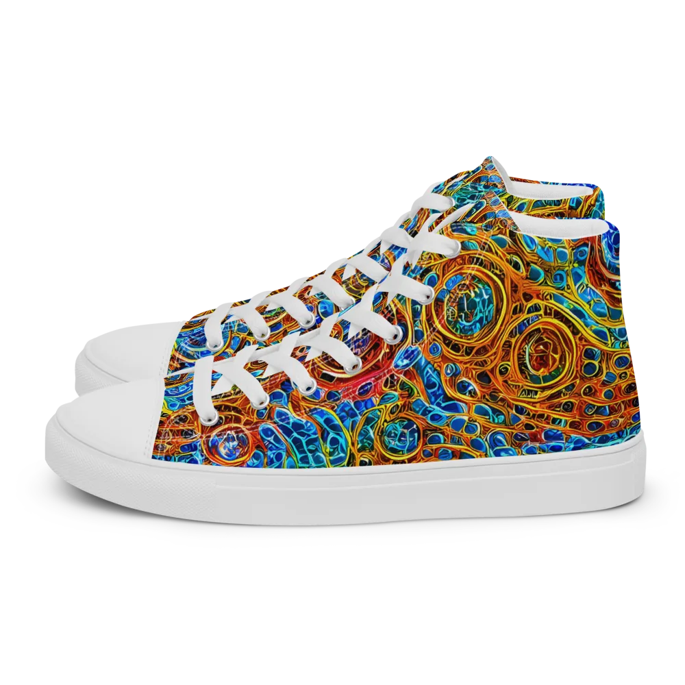 Electric Mandala on Men's High Top Canvas Shoes — Left