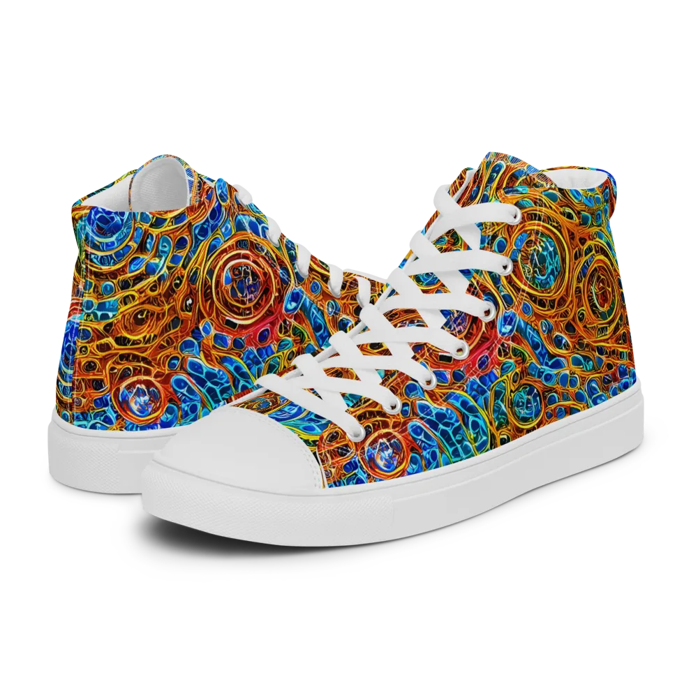 Electric Mandala on Men's High Top Canvas Shoes — Left