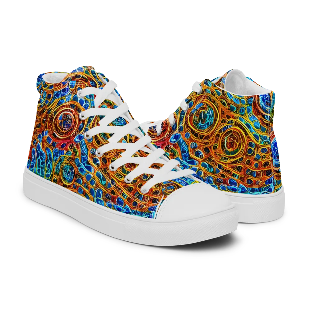 Electric Mandala on Men's High Top Canvas Shoes — Right
