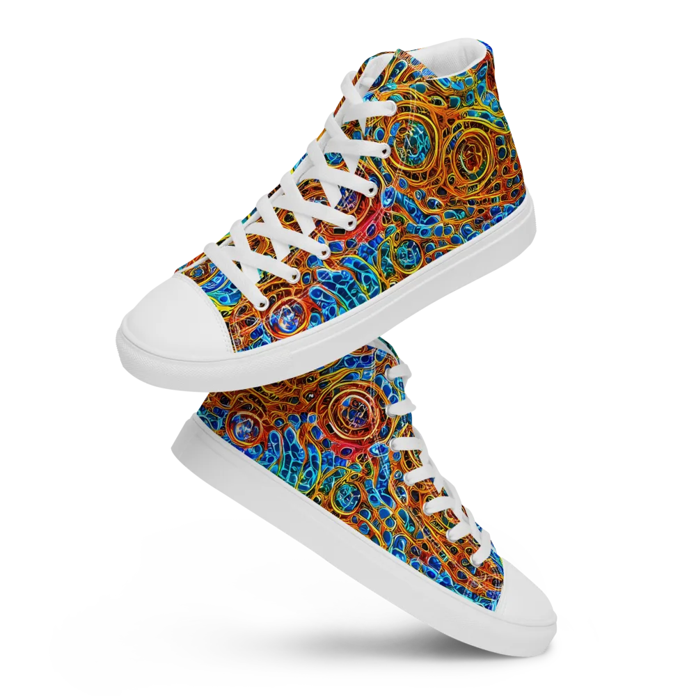 Electric Mandala on Men's High Top Canvas Shoes — Front