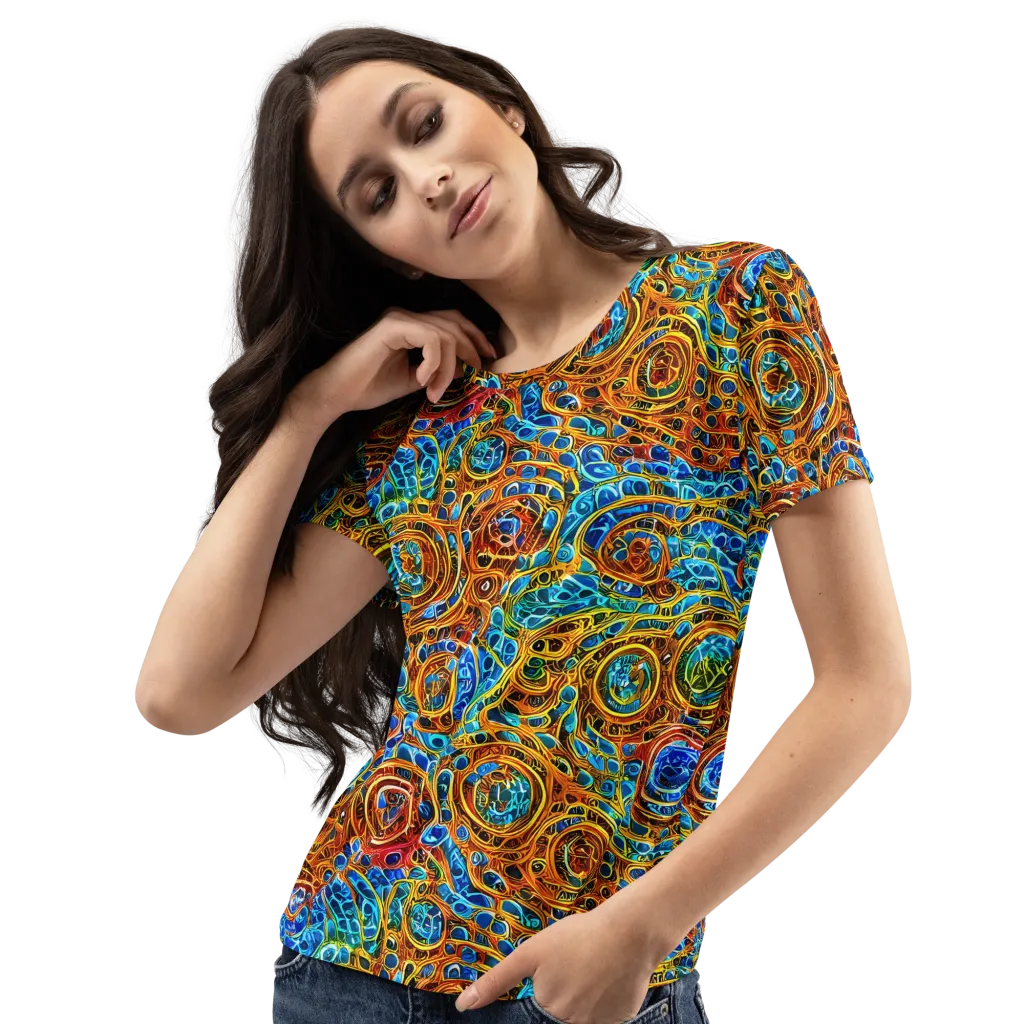 Electric Mandala on Women's Crew Neck T-Shirt — Left Front