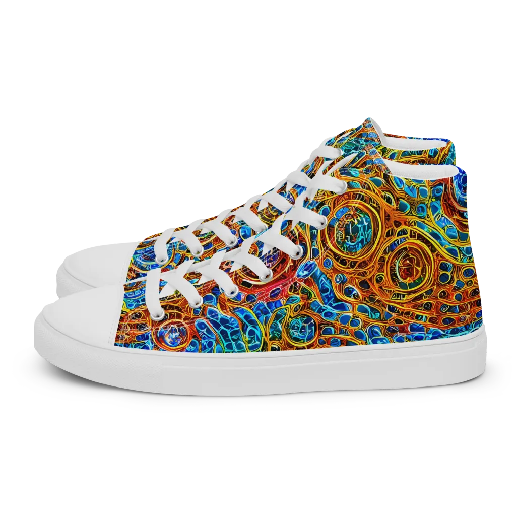 Electric Mandala on Women's High Top Canvas Shoes — Left