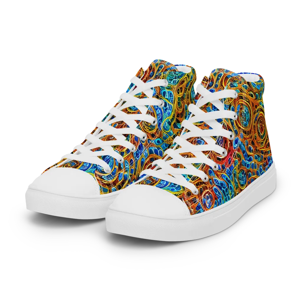 Electric Mandala on Women's High Top Canvas Shoes — Left Front