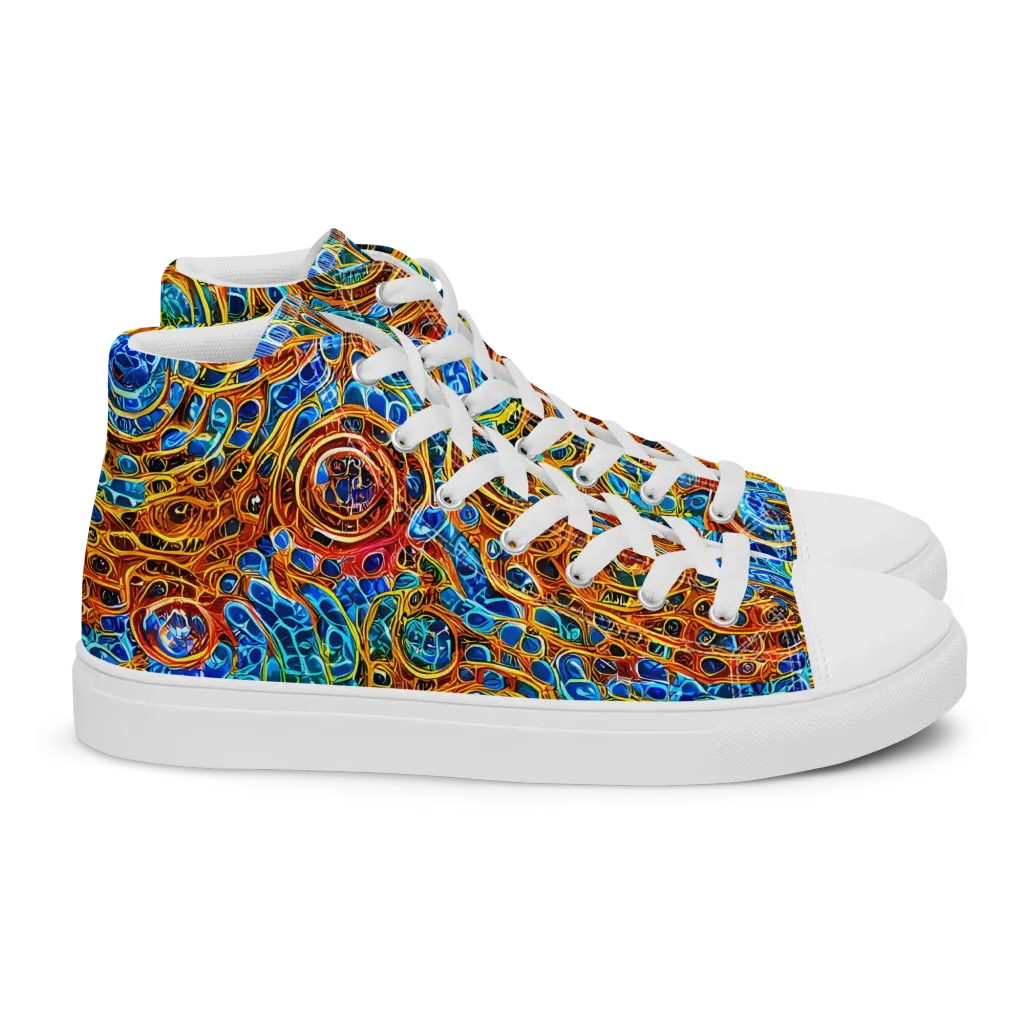 Electric Mandala on Women's High Top Canvas Shoes — Right