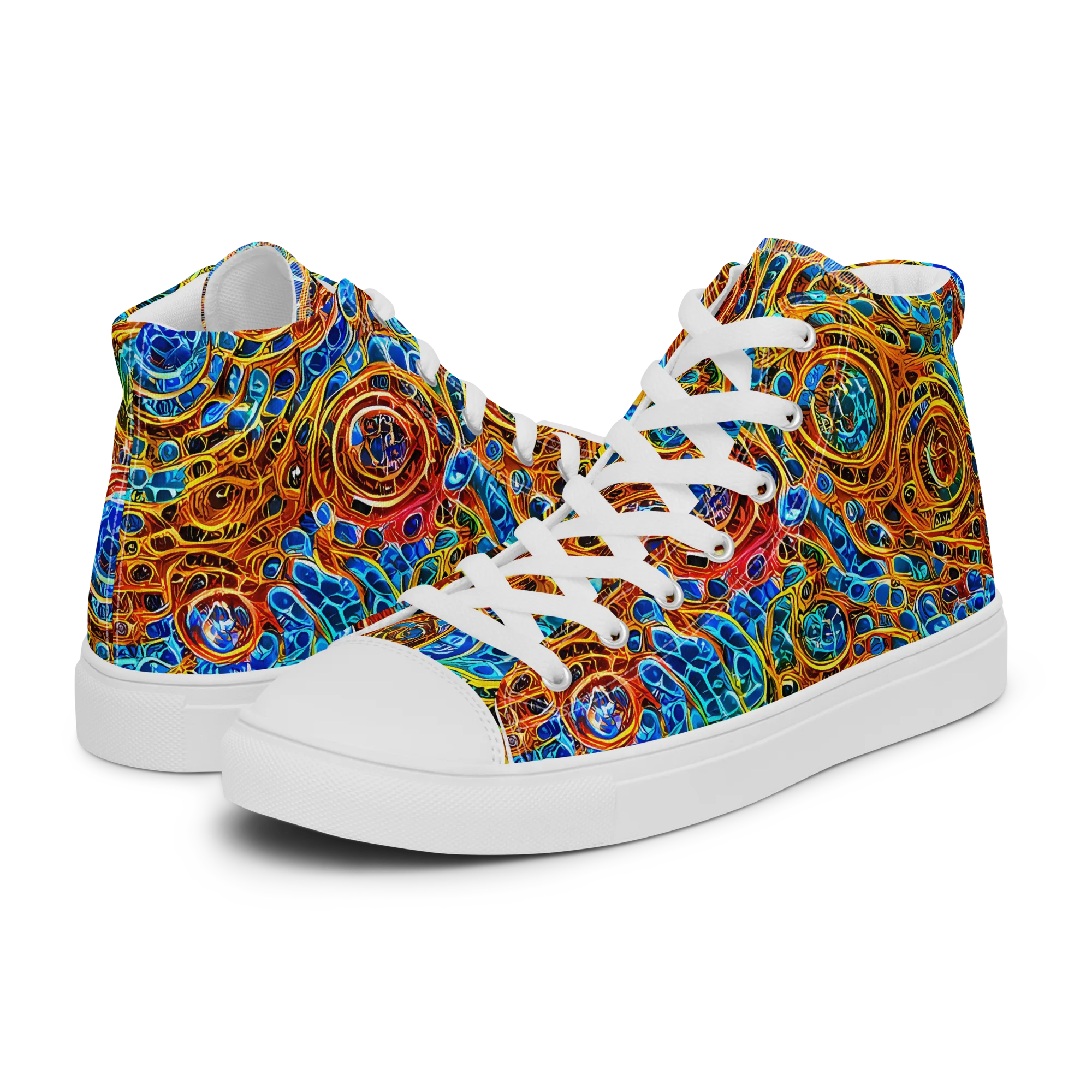 Electric Mandala on Women's High Top Canvas Shoes — Left