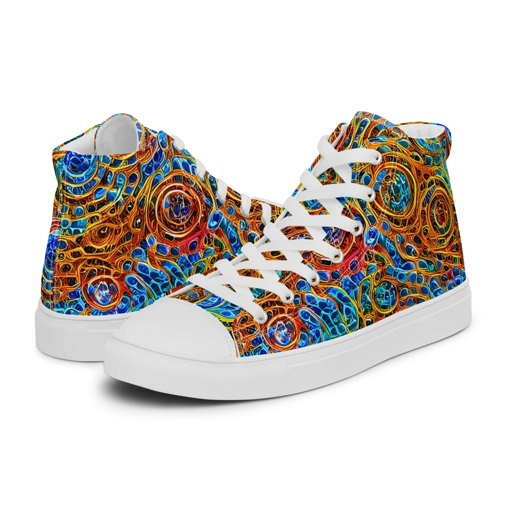 Electric Mandala on Women's High Top Canvas Shoes — Left