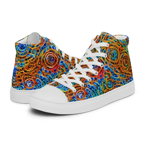 Electric Mandala on a Women's High Top Canvas Shoes