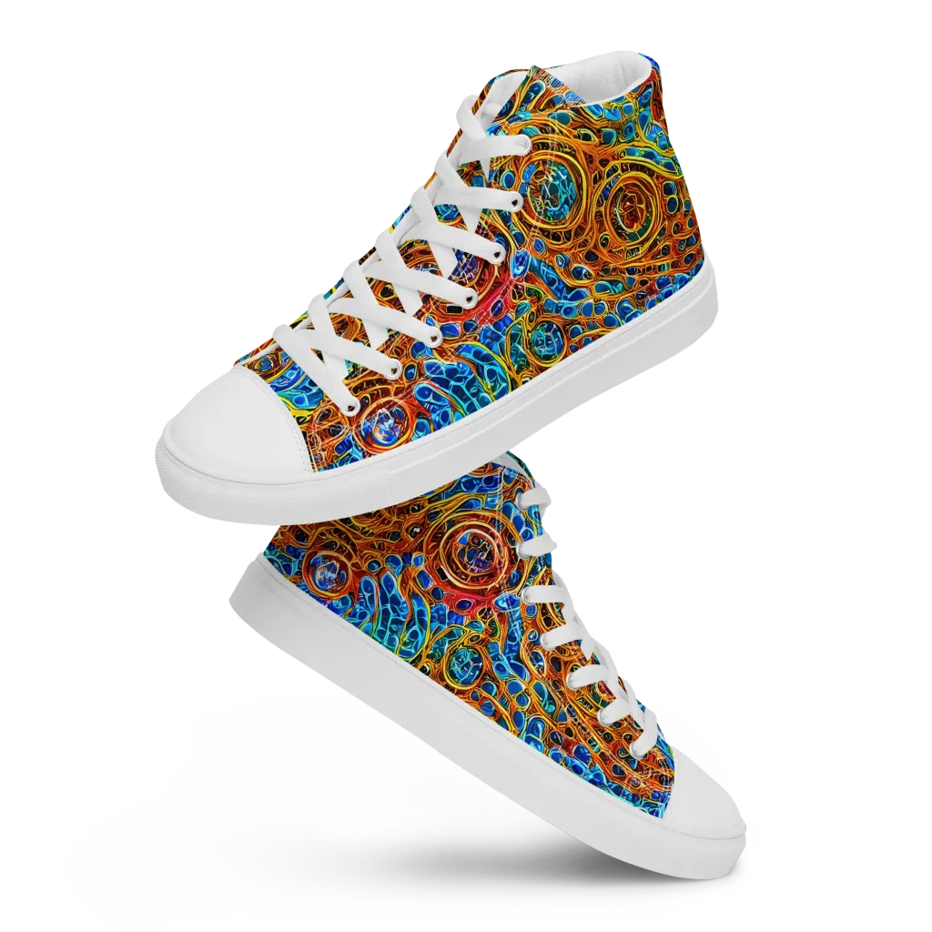 Electric Mandala on Women's High Top Canvas Shoes — Front