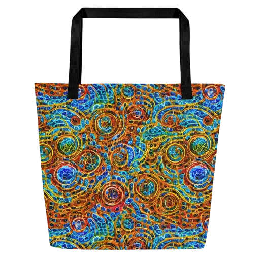 Electric Mandala on a Large Tote Bag W/ Pocket