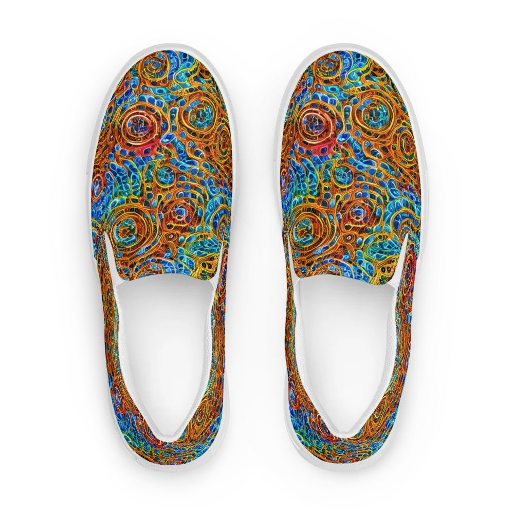 Electric Mandala on Women's Slip-On Canvas Shoes — Front