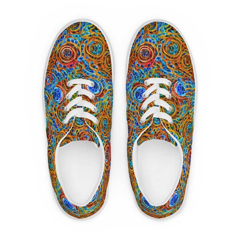 Electric Mandala on Men's Lace-Up Canvas Shoes — Front