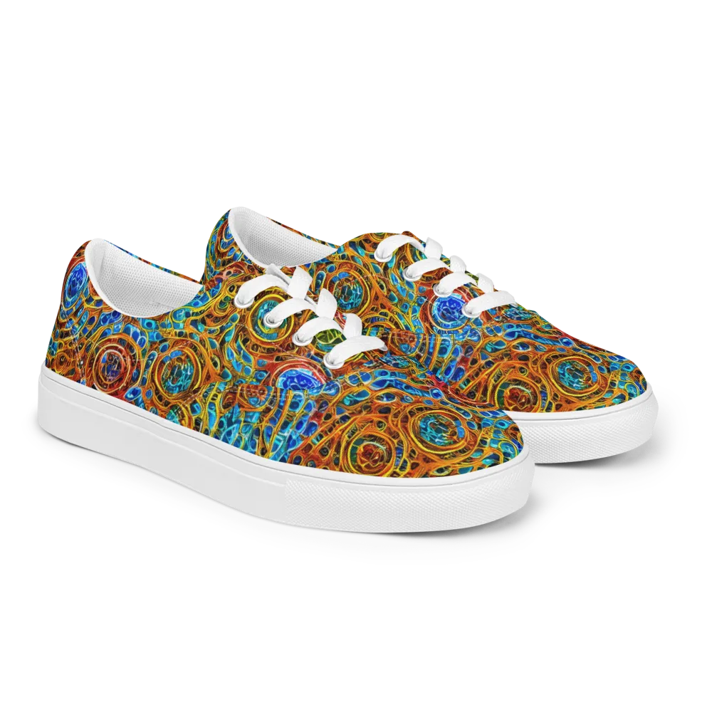 Electric Mandala on Men's Lace-Up Canvas Shoes — Right Front