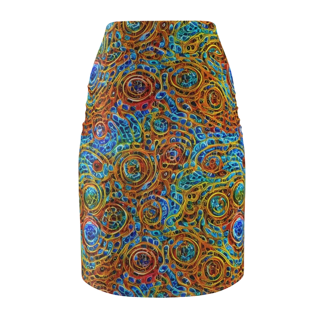 Electric Mandala on Pencil Skirt — Back
